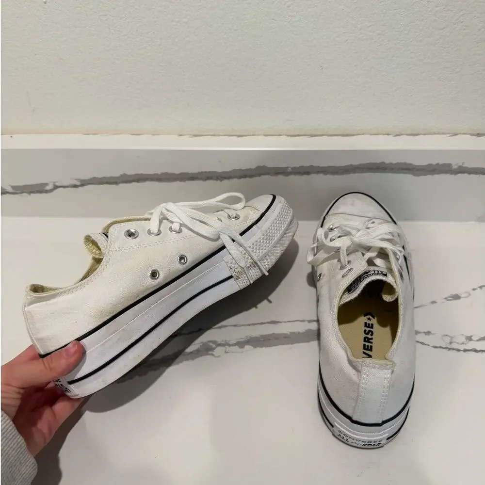 Converse Chuck Taylor All Star Lift Platform Shoes Women's 8 White Low Top